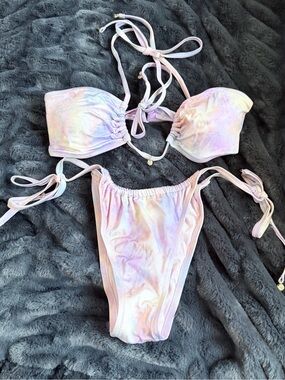 Victoria's Secret Pastel Tie-Dye Bikini Set - Lavender Pink